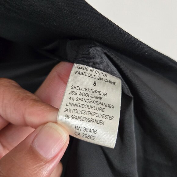 Theory Black Wool Open Front Short Vest Menswear Inspired Women's Size 8 - Picture 8 of 9